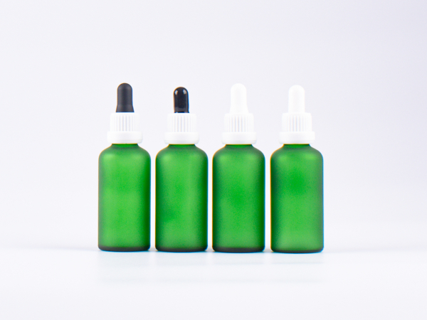 Grünglasflasche 50ml, mit Pipette OV weiss